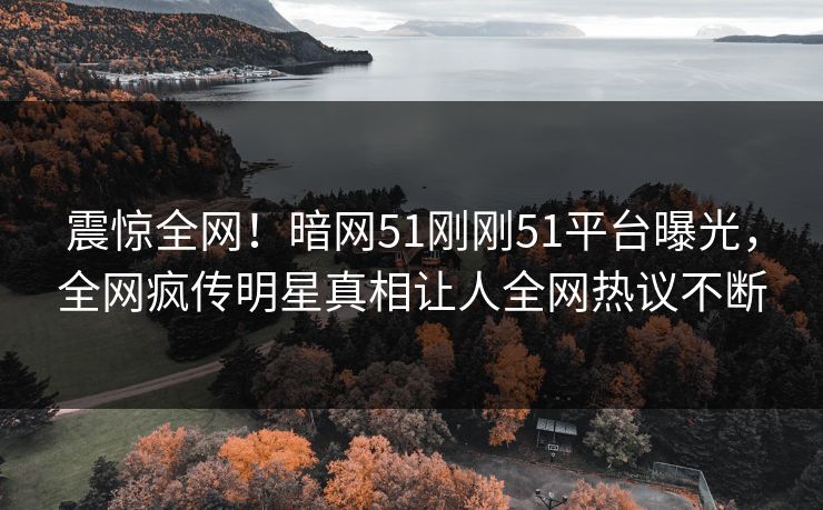 震惊全网！暗网51刚刚51平台曝光，全网疯传明星真相让人全网热议不断