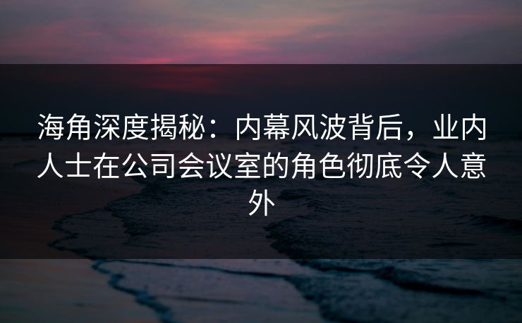 海角深度揭秘：内幕风波背后，业内人士在公司会议室的角色彻底令人意外