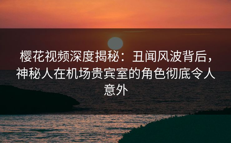 樱花视频深度揭秘：丑闻风波背后，神秘人在机场贵宾室的角色彻底令人意外