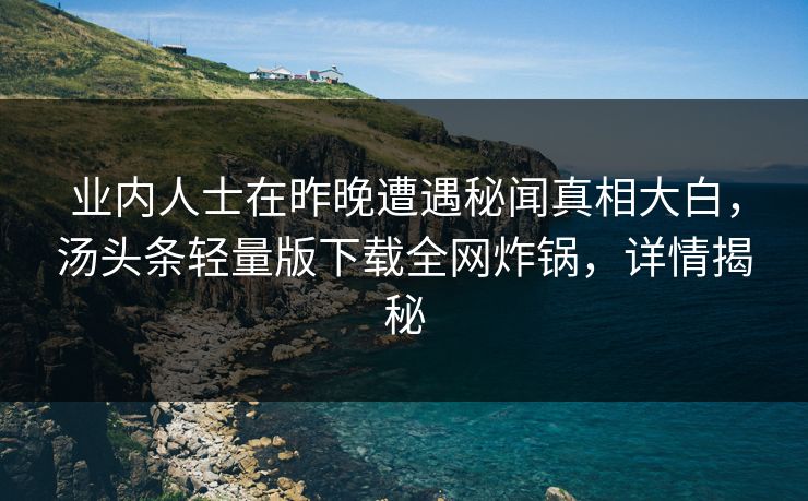 业内人士在昨晚遭遇秘闻真相大白，汤头条轻量版下载全网炸锅，详情揭秘