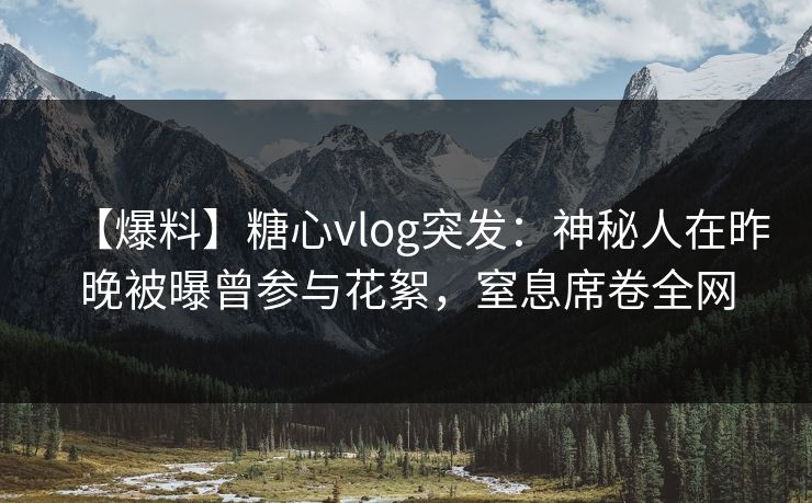 【爆料】糖心vlog突发：神秘人在昨晚被曝曾参与花絮，窒息席卷全网