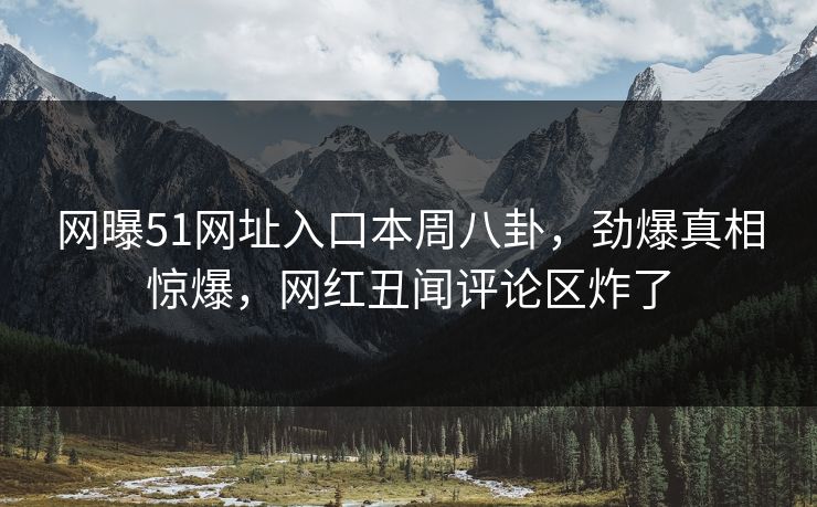 网曝51网址入口本周八卦,劲爆真相惊爆,网红丑闻评论区炸了