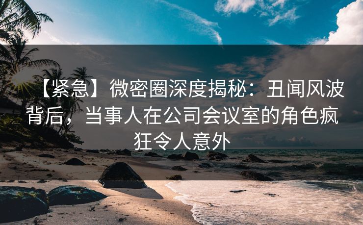 【紧急】微密圈深度揭秘：丑闻风波背后，当事人在公司会议室的角色疯狂令人意外
