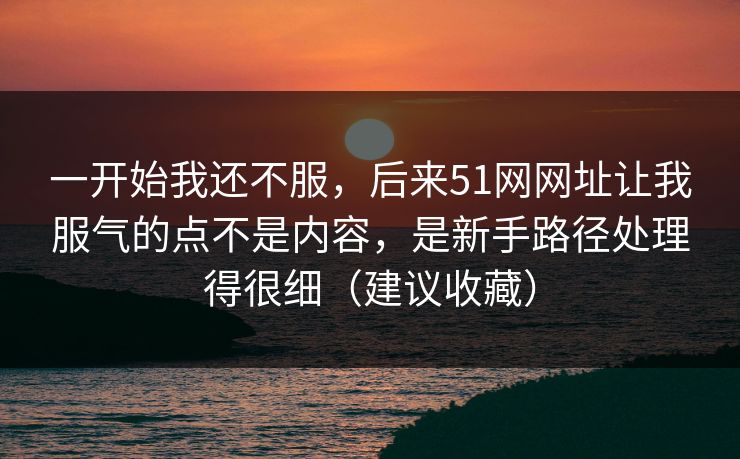 一开始我还不服，后来51网网址让我服气的点不是内容，是新手路径处理得很细（建议收藏）